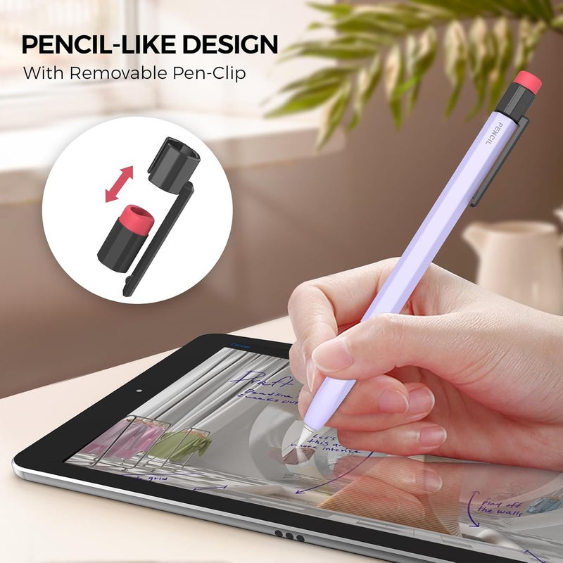 TRONWIN Pencil Case for Apple Pencil 1st Generation Sleeve Silicone Protective Cover Skin with Sturdy Clip Compatible with Charger Adapter【NOT Included】 and Apple Pencil 1st Generation (Lavender) - Image 5
